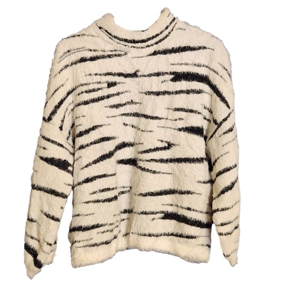 Zebra Sweater Mock Neck, Size Large - B My Story, Super Soft and Fuzzy - Picture 8 of 9